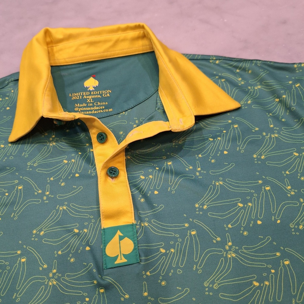 Pins & Aces Golf Polo XL‎ Limited Edition 2021 Augusta Masters Performance Shirt